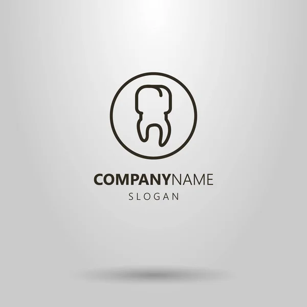 Black White Simple Vector Line Art Tooth Logo Frame — Stock Vector
