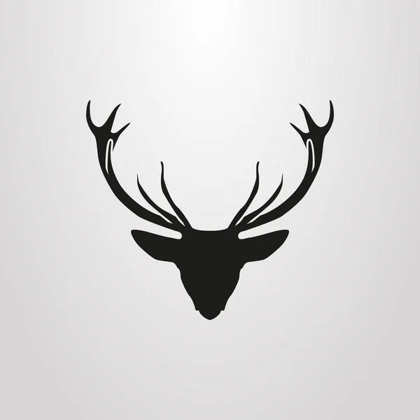 白鹿头黑白简单矢量扁符号 — 图库矢量图片
