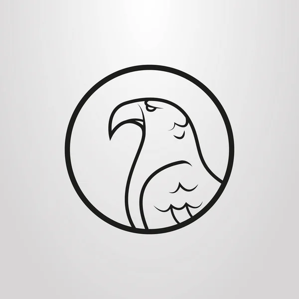 Черно Белый Простой Векторный Плоский Символ Орлиного Профиля Круглой Рамке — стоковый вектор