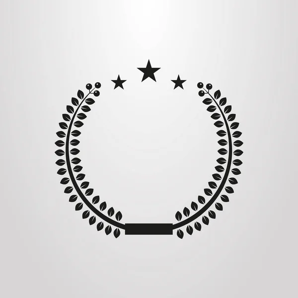 Quadro Redondo Vetor Simples Preto Branco Loureiro Com Estrelas — Vetor de Stock