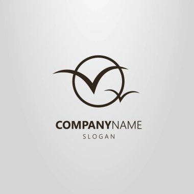 iki martı yuvarlak bir çerçeve içinde siyah ve beyaz basit vektör logosu