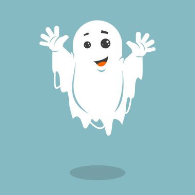 colored simple flat art vector illustration of a grinning ghost clipart