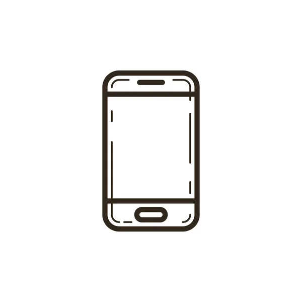 Black White Simple Vector Line Art Smartphone Icon — Stock Vector