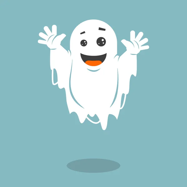 Ilustración Vectorial Arte Plano Coloreado Fantasma Sonriente — Vector de stock