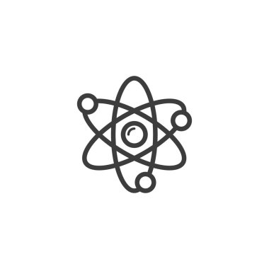siyah ve beyaz basit vektör satırı sanat anahat atom simgesi