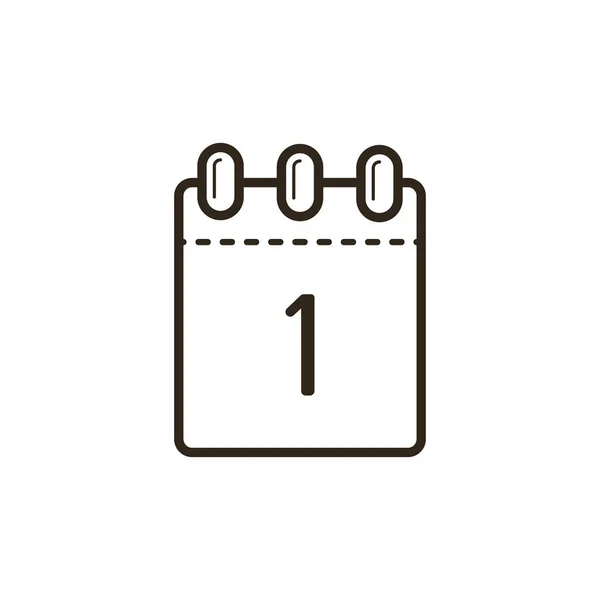 black and white line art icon of the tear-off calendar with number one on sheet