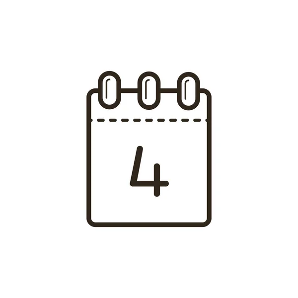black and white line art icon of the tear-off calendar with number four on sheet