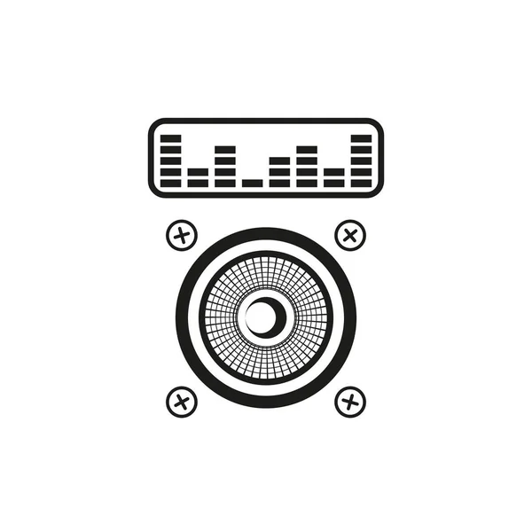 Siyah Beyaz Basit Anahat Simgesi Ses Sistemi Veya Müzik — Stok Vektör