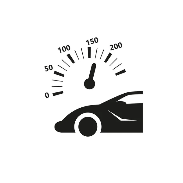 Icono Contorno Blanco Negro Coche Alta Velocidad — Vector de stock