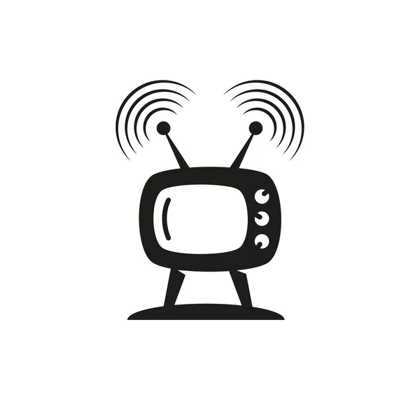Μαύρο Και Άσπρο Περίγραμμα Εικονίδιο Ρετρό Τηλεόραση — Διανυσματικό Αρχείο