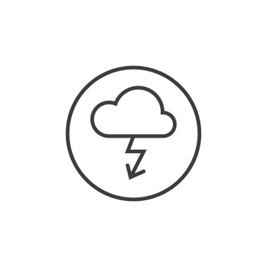 Siyah ve beyaz satır sanat simge fırtına bulutu yuvarlak bir çerçeve içinde