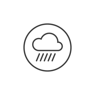 Siyah ve beyaz satır sanat simgesi yağmur bulutu içinde yuvarlak çerçeve