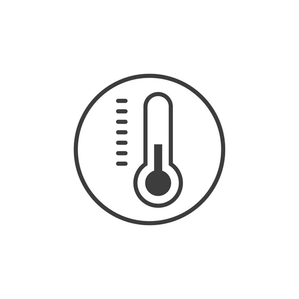 Black and white simple line art vector thermometer icon