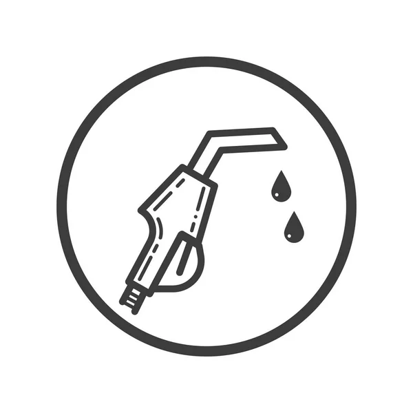 Icono Línea Arte Blanco Negro Pistola Gasolina Marco Redondo — Vector de stock