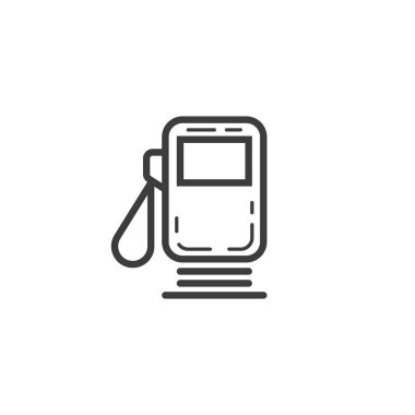 Siyah ve beyaz basit satır sanat anahat simgesini benzin istasyonu 