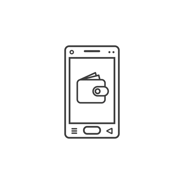 Black White Line Art Icon Mobile Phone Wallet — Stock Vector