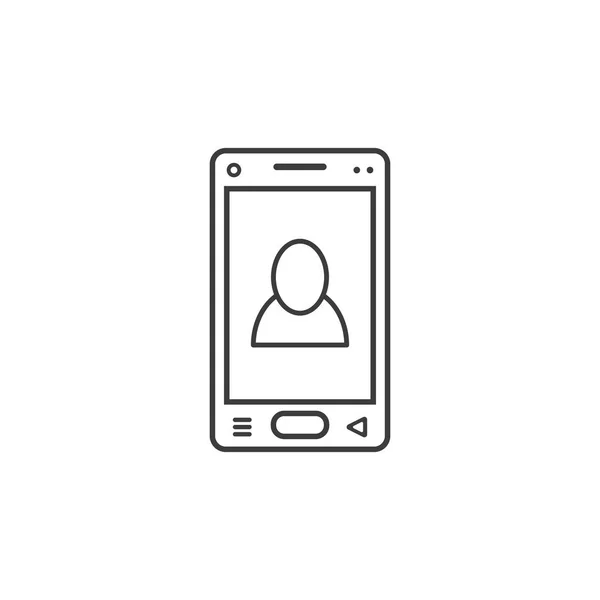 Ícone Arte Linha Preto Branco Telefone Móvel Com Sinal Usuário — Vetor de Stock