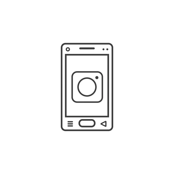 Black White Line Art Icon Smartphone Camera Sign — Stock Vector
