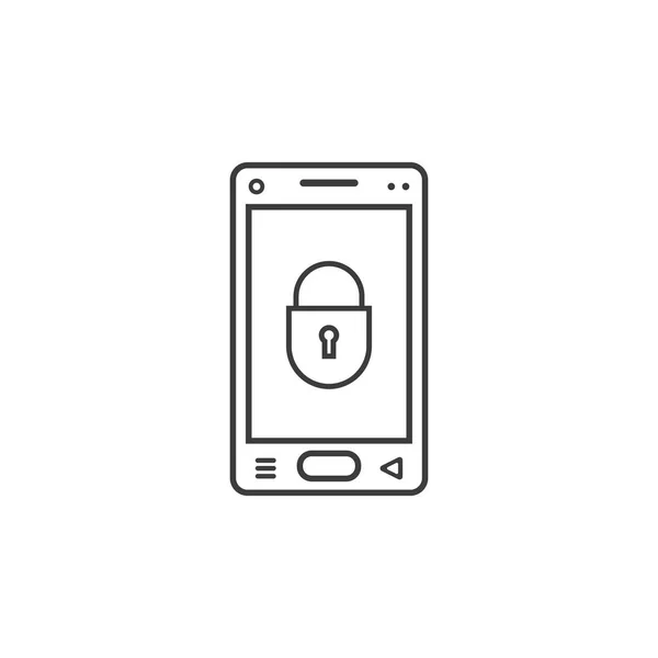 Black White Line Art Icon Smartphone Closed Lock — Stock Vector