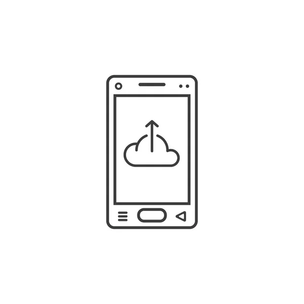 Икона Искусства Черно Белой Линии Мобильного Телефона Знаком Загрузки Облака — стоковый вектор