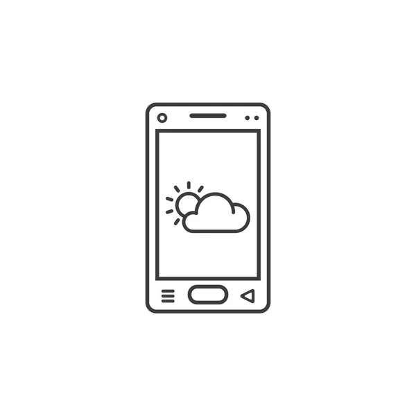 Black White Line Art Icon Mobile Phone Weather Sign — Stock Vector