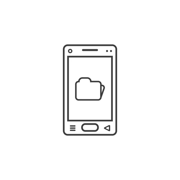 Black White Line Art Icon Mobile Smartphone Folder Sign — Stock Vector