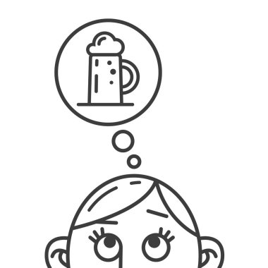 siyah ve beyaz satır sanat illüstrasyon bira işareti düşünce