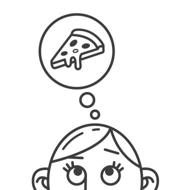 siyah ve beyaz satır sanat illüstrasyon pizza dilimi düşünce 
