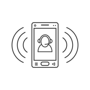 Smartphone simge işleç işareti ve sinyal dalgalar ile zil siyah beyaz resim