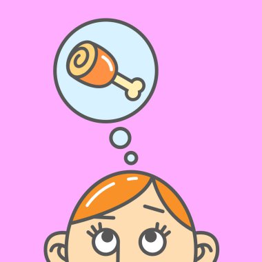 Düz renk sanat karikatür çizimi et düşüncesi