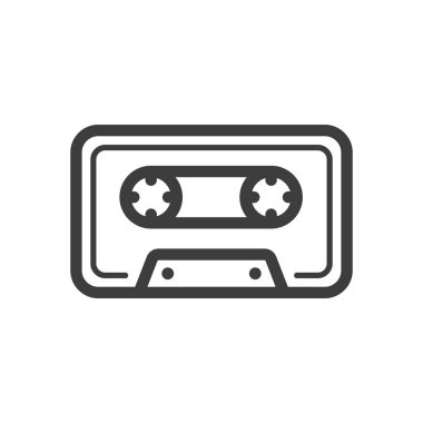 Siyah ve beyaz basit vektör hat sanat simge eski okul müzik kaset