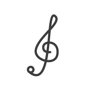 Siyah ve beyaz basit vektör satırı sanat tiz nota anahtarı simgesi