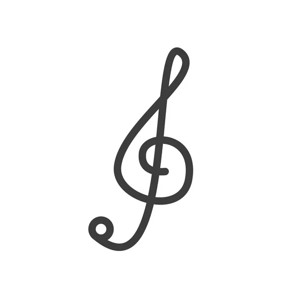 Schwarz Weiß Einfache Vektorlinie Kunst Notenschlüssel Symbol — Stockvektor