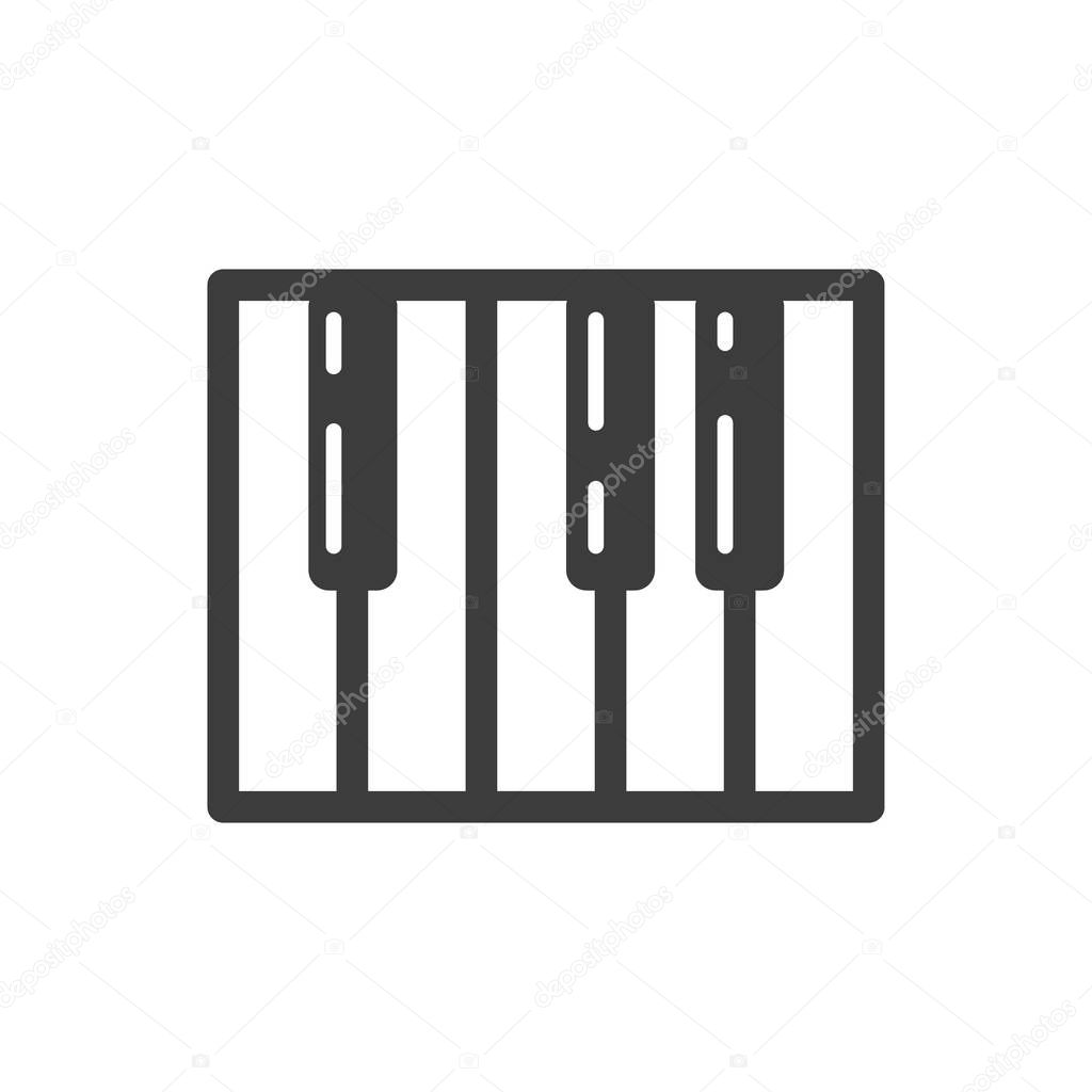 Black and white simple vector line art piano key icon