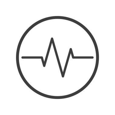 Siyah ve beyaz satır sanat kalp hızı simgesini yuvarlak çerçeve