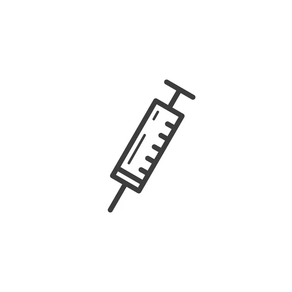 Black White Simple Vector Line Art Outline Syringe Icon — Stock Vector