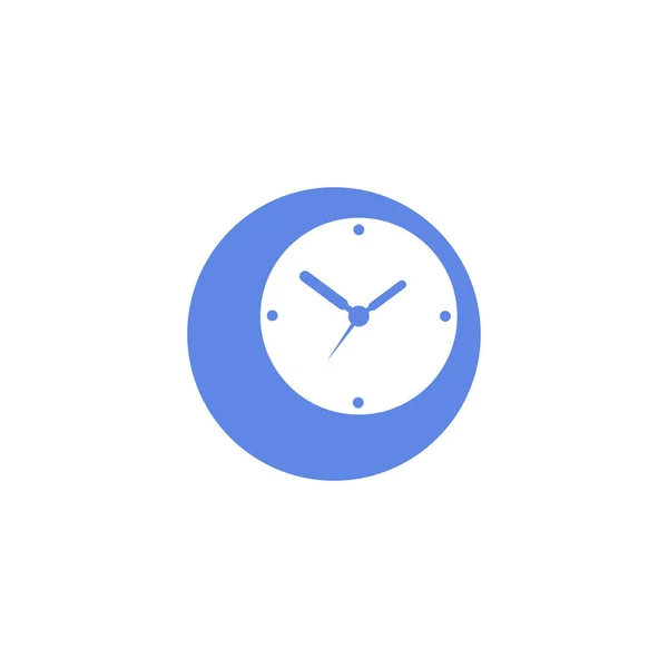 Azul Blanco Vector Simple Arte Plano Redondo Icono Reloj Analógico — Archivo Imágenes Vectoriales