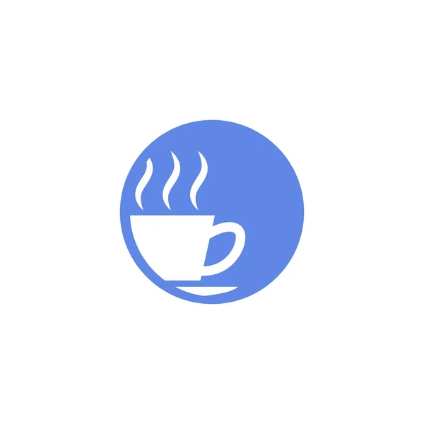 Blau Weiße Einfache Vektor Flachbild Ikone Der Kaffeetasse — Stockvektor