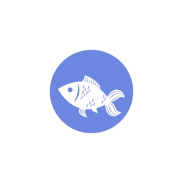 Basit Vektör Düz Mavi Beyaz Sanat Yuvarlak Balık Işareti Simgesi — Stok Vektör
