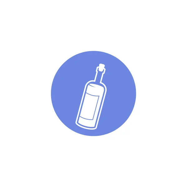 Голубой Белый Простые Векторные Плоские Искусства Круглая Икона Бутылки Вина — стоковый вектор
