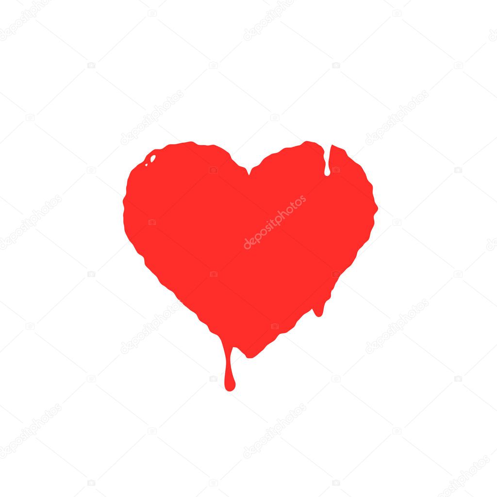 colored vector flat art illustration of a red painted heart