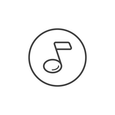 Siyah ve beyaz basit satır sanat müzik not simgesini yuvarlak bir çerçeve içinde