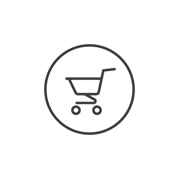 Black White Simple Line Art Shopping Trolley Icon Frame — Stock Vector