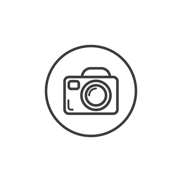 Black White Line Art Camera Icon Frame — Stock Vector