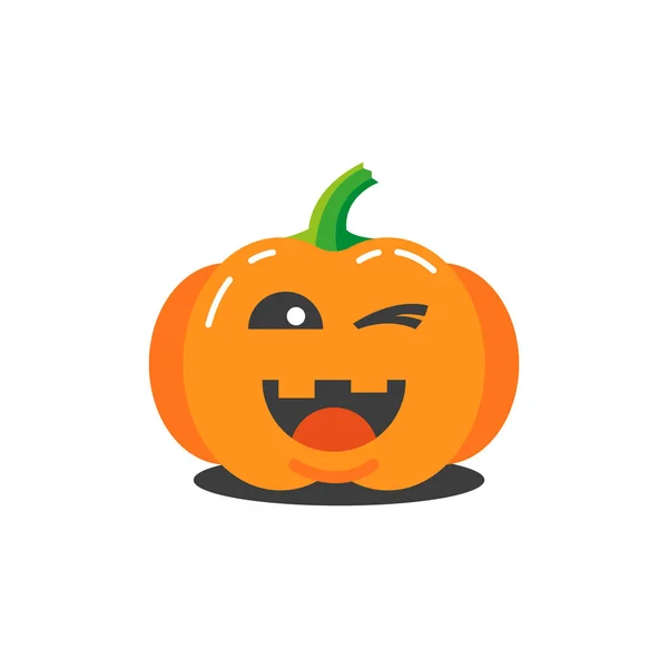 Barevné Ilustrace Jednoduché Kreslené Vtipné Dýně Halloween Která Mrká — Stockový vektor