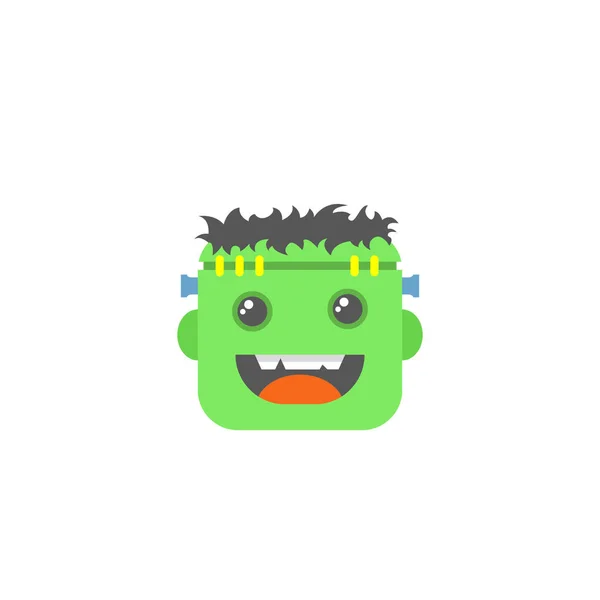 Color Simple Vector Plano Arte Cuadrado Icono Dibujos Animados Frankenstein — Vector de stock