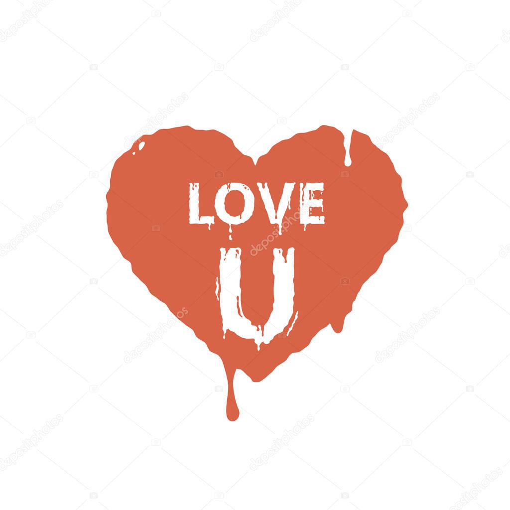 Color flat art illustration of a current paint heart with text