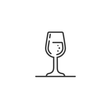 siyah ve beyaz basit vektör anahat satırı sanat simgesi şarap cam