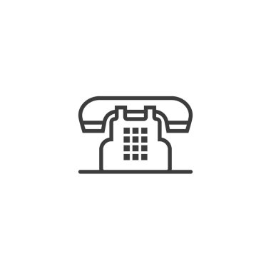 siyah ve beyaz basit vektör anahat satırı sanat simgesi eski telefon ev