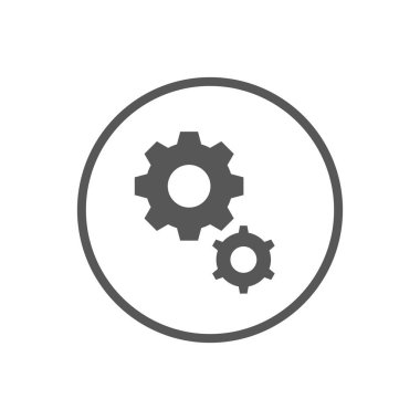 Siyah ve beyaz basit vektör sanat simge yuvarlak çerçeve içinde iki vites düz